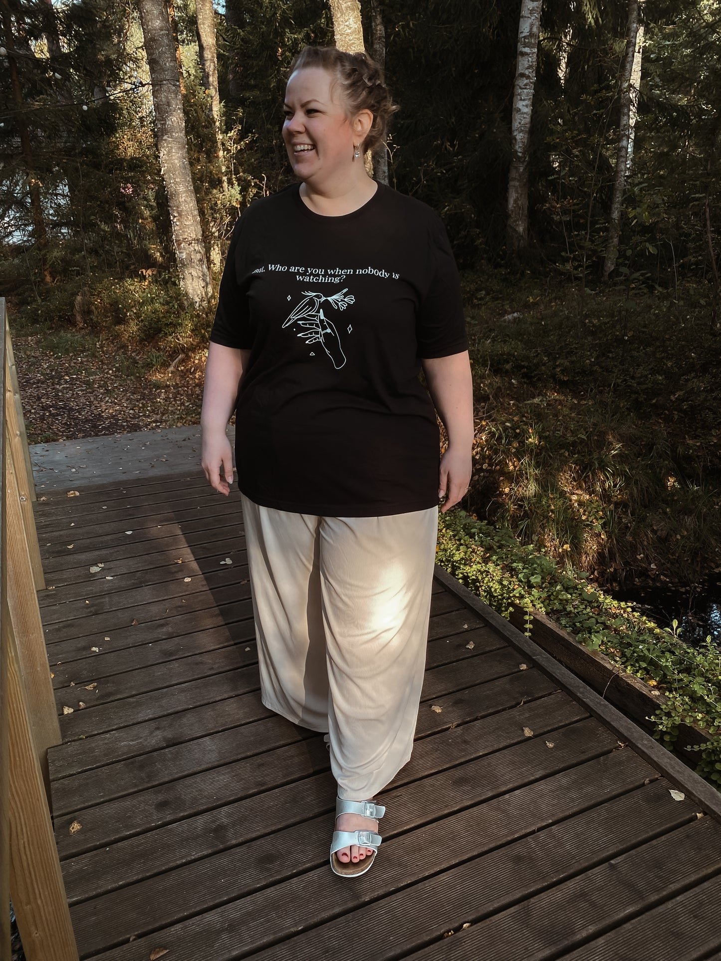 “But Who Are You When Nobody Is Watching?” Unisex Black T-Shirt